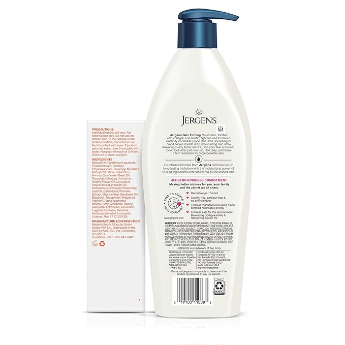 Jergens Skin Firming Lotion Dry to Extra Dry Skin (16.8 Oz) + Bio-Oil (4.2 Fl Oz), Collagen and Elastin Moisturizer, Tightening Cream for Body, Smoothes and Tones, Dermatologist Tested