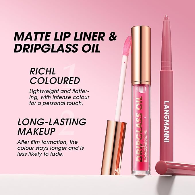 BestLand 12pcs Hydrating Lip Oils + Lip Liner Pencil Lip Combo Sets, 24H Long-Lasting Lip Kit with Lip Liner and Gloss, Nourishing, Non-Sticky Tinted Stain Lip Gloss Plumping Lip Oil Set for Women