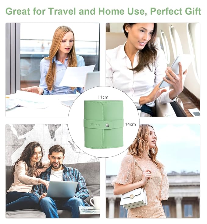 Manicure Set Professional Nail Clippers Pedicure Kit, 16 pcs Stainless Steel Nail Care Tools Grooming Kit with Luxurious Travel Leather Case for Thick Nails Men Women Gift (Green)