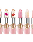 6 Pcs/Set Flower Jelly Lipstick Set Temperature Change Moisturizer Long Lasting Nutritious Shimmer Lip Balm Magic Color Change Lip Gloss (Color Changing Lipstick Set B)