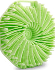 Silicone Body Scrubber, Exfoliating Shower Scrubber, Non-Slip Handle for Easy Cleaning, Travel Friendly (Green)