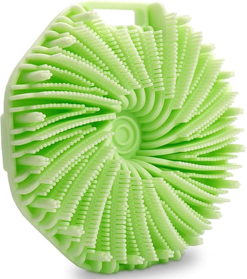 Silicone Body Scrubber, Exfoliating Shower Scrubber, Non-Slip Handle for Easy Cleaning, Travel Friendly (Green)