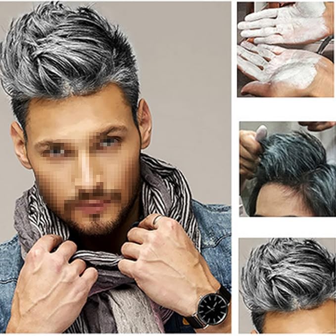 Temporary White Hair Color Wax,Natural Hair Spray Color Washable For Kids Women Men For Dark Light Hair Hairstyle Cosplay Halloween Party Christmas Diy Hairstyle