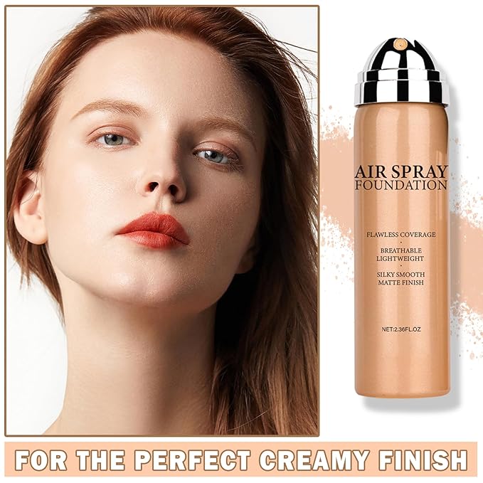 AWCCXMYM Flawless AirBrush Foundation High Coverage Foundation Smooth Creamy Matte Spray Foundation Makeup Kit For Mature Skin With Natural Nude Finish #Natural/Warm Porcelain