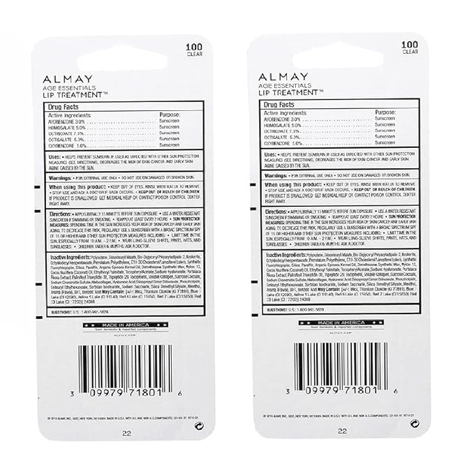 Almay A Pack of 2 Almay Age Essentials Lip Treatment, Clear 100