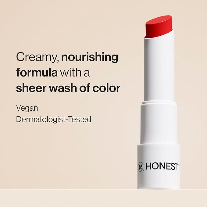 Honest Beauty Moisturizing Vegan Tinted Lip Balm | Antioxidant-rich Acai Extracts + Avocado Oil | Paraben Free + Cruelty Free | Blood Orange