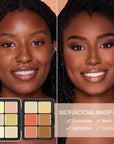 12 Colors Cream [Blush Contour Concealer Highlighter] Makeup Palette for Cheeks - All in One Makeup Palette Kit with Brush, Long Wearing Waterproof Blendable Face Make Up Pallete (#04)