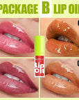 4 Colors Fat Lip Oil Set, Big Brush Head Hydrating Lip Glow Oil Lip Plumper Gloss, Shiny Transparent Lip Gloss Tinted Plumping Lip Oils, Non-sticky Long Lasting Fresh Clear Smooth Lip Care - B
