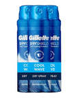 Gillette Dry Spray Antiperspirant and Deodorant for Men, 24/7 Sweat & Odor Protection, Anti-White Mark Technology, Cool Wave Scent, 4.3 oz (Pack of 3)