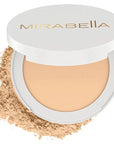 Mirabella Invincible Pure Pressed Powder Foundation - Buildable Mineral Makeup & Blurring Setting Powder for All Skin Types - HD Matte Finishing - Medium M10