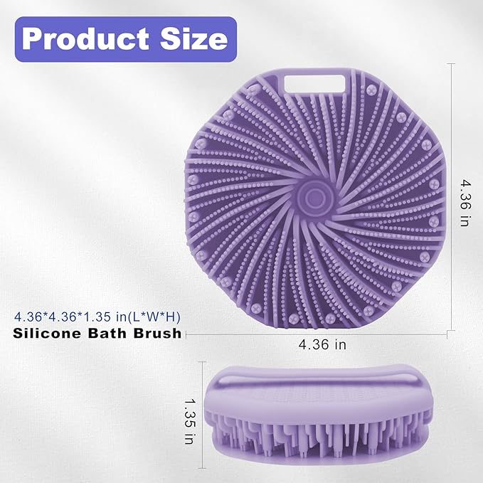 Silicone Body Scrubber, Women Body Scrubber, Gentle Exfoliating, Suitable for All Skin Types, Handheld Shower Brush, Rich Lathering, Easy to Clean (Purple)