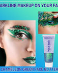 MEICOLY Chameleon Green Face Body Glitter,Christmas Face Glitter Stocking Stuffers,Color Changing Mermaid Face Glitter,Halloween Glitter Face Paint for Face Body Hair,St Patricks Day Accessories