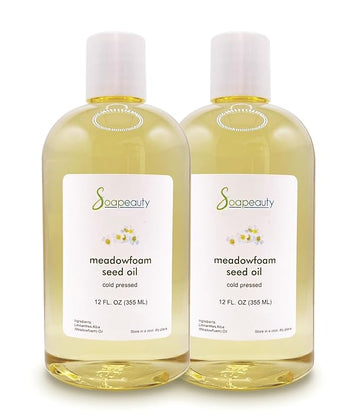Soapeauty MEADOWFOAM SEED OIL Cold Pressed Unrefined | 100% Pure Natural Meadowfoam Seed Oil for Face & Hair | Moisturizer for Skin, Promotes Hair Growth, Balms | 24 fl oz (2 * 12 fl oz)