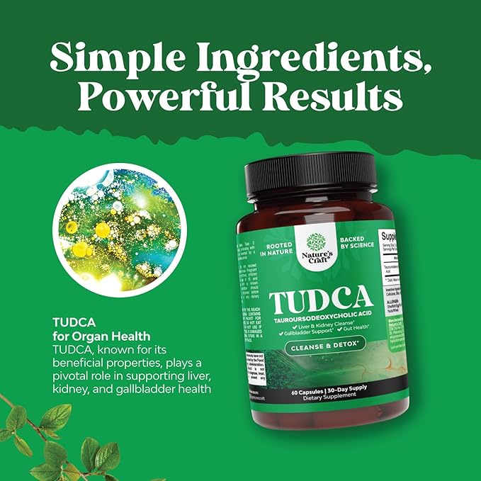 Advanced Bile Salt TUDCA Supplement - Extra Strength TUDCA 500mg per Serving Bile Salts for Gallbladder Kidney and Liver Support - High Purity Tauro Ursodeoxycholic Acid Liver and Gallbladder Cleanse