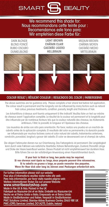 Smart Beauty Red Hair Dye with Plex Anti-Breakage Technology Protecting and Restoring Hair Structure, Plum Color, Vegan and Cruelty-Free