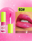 8 Colors Hydrating Lip Oil, Big Brush Head Lip Glaze Shiny Transparent Lip Glow Oil 0.35 Fl Oz, Glossy Finish (# 03)