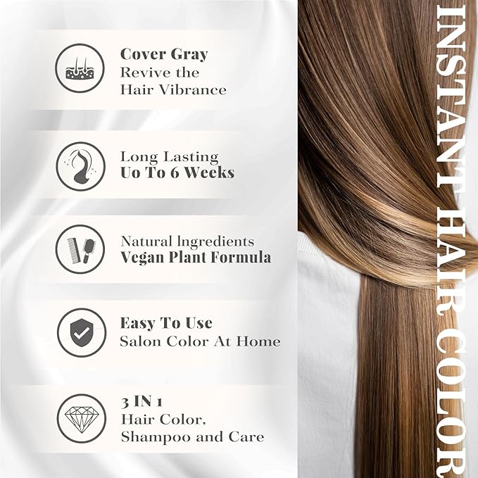 Natural Color Hair Dye Shampoo 3 IN 1, Instant Hair Coloring, Gray Coverage for Men & Women, Beard Dye Vegan Ammonia Free, Champú Para Canas Mujer & Hombre (GOLDEN COPPER BLONDE)