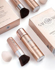 AirBrush Foundation Spray, Liquid Foundation Makeup Set, Full-Coverage Foundation Mist for Color Correcting,Concealer, Flawless Look, Matte Finish,Include Brush and Sponge,2.28oz (#4 Warm Beige)