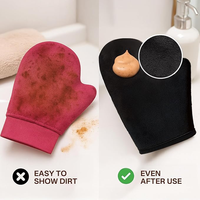 Self Tanner Mitt Applicator Set 2 Pack, Self Tanning Mitt For Self Tanner Body, Streak Free Sunless Tan Gloves, Exfoliating Gloves For Self Tanner,Tanning Mit Kit,Tan Mit Applicator