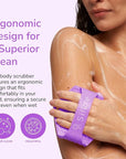 Silicone Body Scrubber - Exfoliating Bath Brush and Skin Cleanser - Shower Sponge for Gentle Body Scrub and Wash - Silicone Scrubbing Care Tool for a Refreshed and Renewed You - Purple
