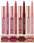 LANGMANNI 4pcs Matte Lipstick with Lipliners Durable Makeup Set,Long-Lasting Non-Stick Cup Not Fade Waterproof Pigmented Velvet Lipgloss Kit Beauty Cosmetics Makeup Gift for Girls(#2+4+6+8)