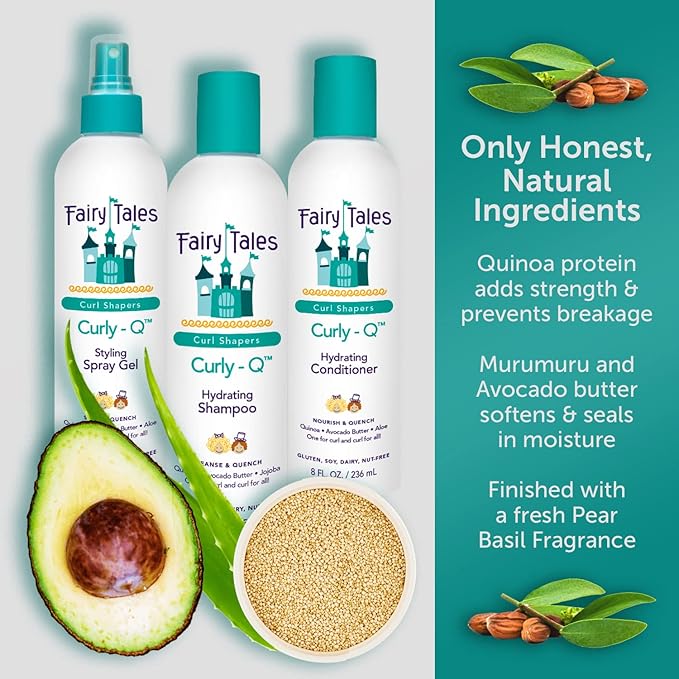 Fairy Tales Curly Q Kids Shampoo all Types of Curly Hair - Hydrating Hair Shampoo- Paraben , Sulfate , Gluten and Nut Free - 12 oz