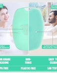 Zinc Infused Silicone Body Scrubber for Shower,Food-Grade Handheld Cleansing Skin Brush, Gentle Exfoliating and Lather Well - Green