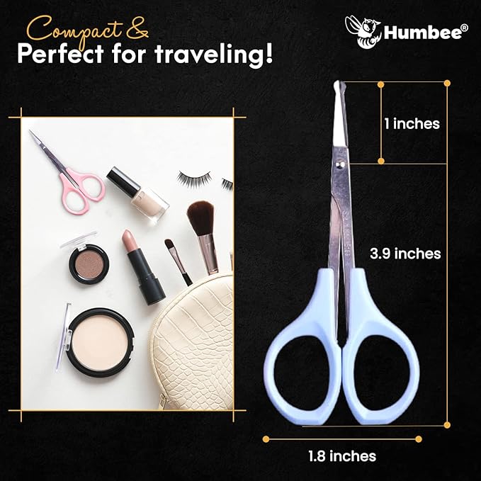 Hair Trimming Scissors Set, Grooming Scissors for Facial Hair, Nose Hair, Mustache, and Beard Grooming, Stainless Steel Eyebrow Scissors