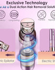 Gurelax Hair Removal Epilator for Women, Rechargeable Facial Epilator Hair Remover, 2-in-1 Electric Epilator & Shaver, 18 Carat Gold Plated Head, All Ages and Skin Types