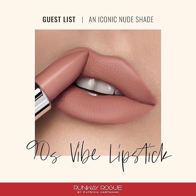 Runway Rogue 90s Vibe Lipstick, Moisturizing Matte Nude Lipstick, ‘Guest List’