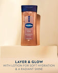 Vaseline Glazed and Glisten Sunlit Glow Body Gel Oil Vanilla Cocoa Shimmering with Ultra-Hydrating Lipids and 100% Pure Cocoa Butter, 6.8 Oz