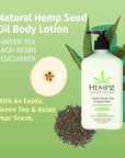 HEMPZ Body Lotion - Green Tea & Asian Pear Daily Moisturizing Cream, Shea Butter Body Moisturizer - Skin Care Products, Hemp Seed Oil - Large