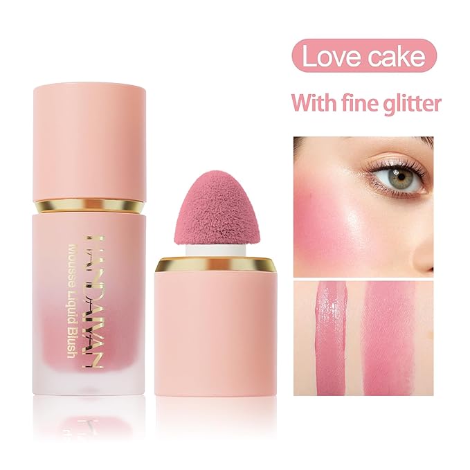 AKARY Mousse Liquid Blush, Soft Cream Makeup Blush, Cheek Tint(03#Coral)
