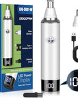Ear & Nose Hair Trimmer with LED Display for Men Women,Painless USB Rechargeable Eyebrow & Facial & Nose Hair Trimmer Clipper,Professional IPX7 Waterproof Dual Edge Blades 12,000 RPM (White)