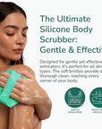 Silicone Body Scrubber - Exfoliating Bath Brush and Skin Cleanser - Shower Sponge for Gentle Body Scrub and Wash - Silicone Scrubbing Care Tool for a Refreshed and Renewed You - Green