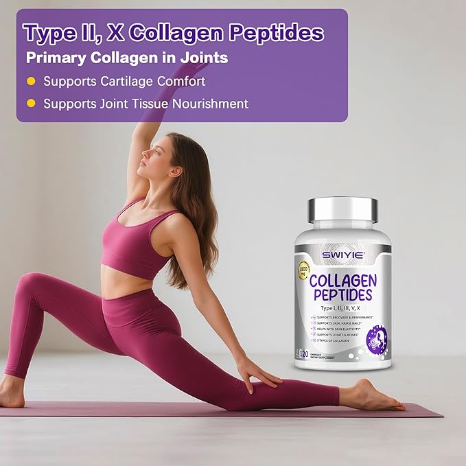 Multi Collagen Peptides Capsules 1800mg, Hydrolyzed Collagen Supplements for Women & Men with Types I, II, III, V & X, Collagen Protein Supports Skin Nails Bones & Joints | 120 Count