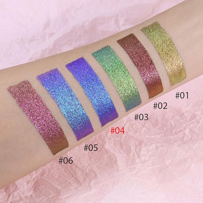 Purple Teal Duochrome MultiChrome Chameleon Liquid Metallic Eyeshadow, High-Impact Multi-Dimensional Finish, Purple Blue Silky Smooth and High Pigment Holographic Glitter Eyeshadow Makeup (#04)