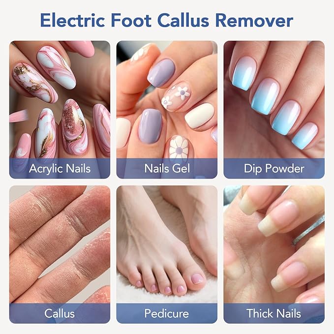 Mfish Professional Nail Drill Kit, Electric Nail File for Acrylic/Gel Nails,12 Bits, Adjustable Speeds, Portable Cordless Electric Nail Tools for Home & Salon Use