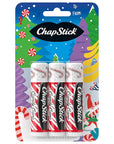ChapStick Lip Balm, Candy Cane, 3-Count – Fresh & Minty Lip Moisturizer, Stocking Stuffer, 0.15 Oz Ea