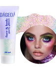 DAGEDA Body Glitter Gel, Holographic Face Glitters Body Gel Shimmer Liquid Eyeshadow, Color Changing Glitter for Face Hair Nails, Glitter Under Light Festival Glitter Makeup 1.7oz (Sparkling Pink)