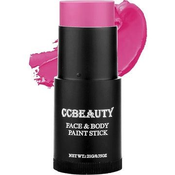 CCbeauty Hot Pink Face Paint Stick, Face Painting Kit, Full Coverage SFX Makeup Foundation, Professional Non-Toxic Body Paint for Halloween Costume Cosplay Party, For Barbie, Panther, Catrina Makeup