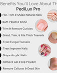 PediLux Pro Professional Manicure Pedicure Kit, Thick Toenail Grinder, Cordless Electric Nail File Drill, Toe Nail for Dremel Tool, Filer, Sander, Remove Callus for Humans, Men, Women, Seniors