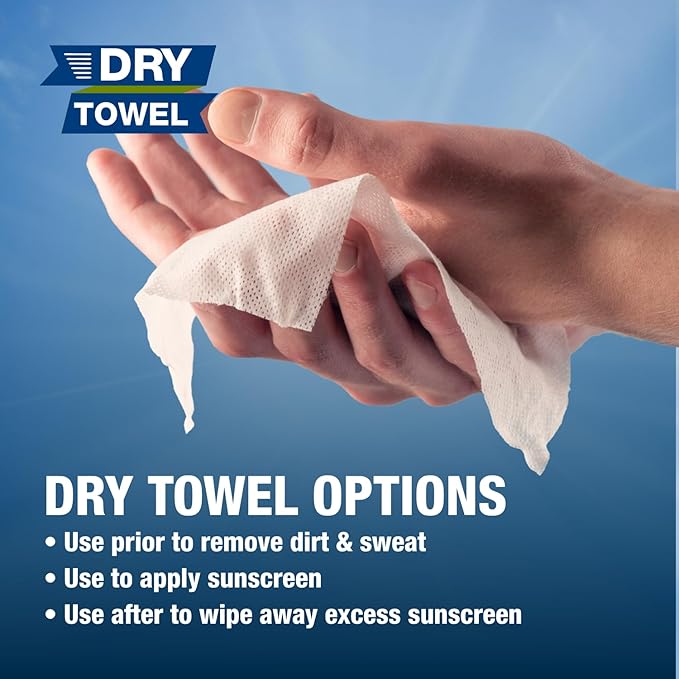 CoreTex Sun X 30+ Broad Spectrum Sunscreen Packets & Dry Towels Duo Kit - Fishbowl Pack of 25 Paraben, Oxybenzone, Octinoxate, & Oil Free Sunscreen - No White Cast & Water Resistant Up to 80 Minutes