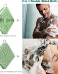 Silicone Body Scrubber, Silicone Loofah Double-Sided Body Brush,Silicone Shower Scrubber and Scalp Massager Shampoo Brush for Sensitive Kids Women Men All Kinds of Skin (Grass Green)