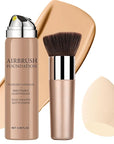 Airbrush Foundation Makeup Spray, Long Lasting Waterproof Full Coverage Foundation for Brighten, Concealer and Hydrating, Natural Matte Finish, Brush and Makeup Sponge Include, 2.36oz (#2 Beige)