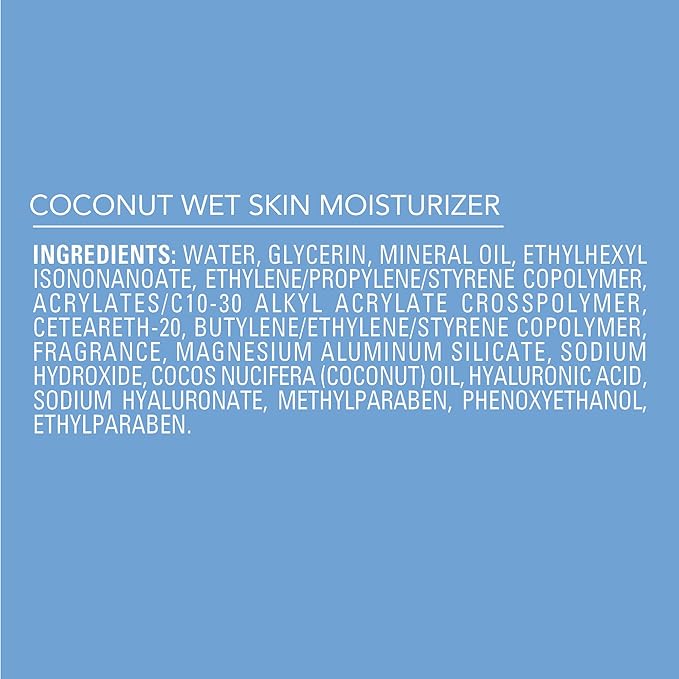 Jergens Wet Skin Body Moisturizer with Coconut Oil, In Shower Lotion for Dry Skin, Fast-Absorbing, Non-Sticky, Dermatologist Tested, 10 Oz, Pack of 3