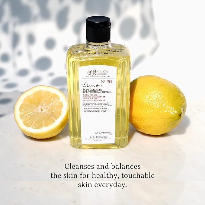 C.O. Bigelow Body Cleanser - No. 1161 - Moisturizing Lemon Body Wash for Men & Women with Aloe Vera, Sodium PCA, and Glycerin, 10 fl oz