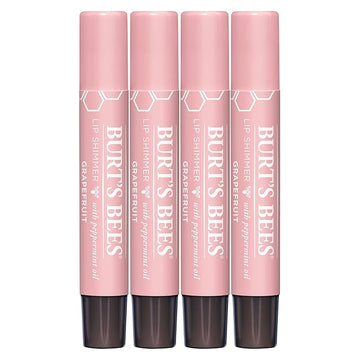 Burt's Bees Shimmer Lip Tint Set, Tinted Lip Balm Stick, Moisturizing for All Day Hydration with Natural Origin Glowy Pigmented Finish & Buildable Color, Grapefruit (4-Pack)