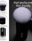 Makeup Brush Kabuki Face Brushes Retractable Travel Blush Brush Portable Flawless for Foundation, Powder Blush, Bronzer, Buffing, Liquid, Cream, Cruelty Free with Cover(Round-Head)
