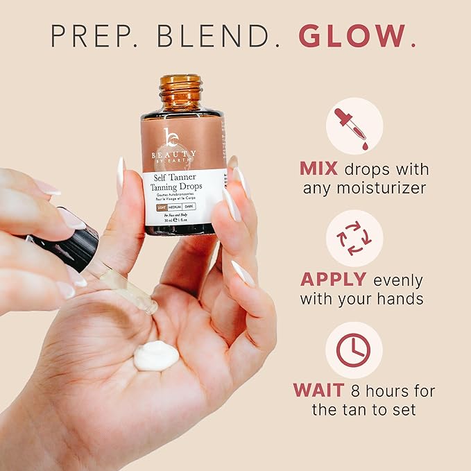 Self Tanning Drops for Face - USA Made with Organic & Natural Ingredients, Bronzing Face Tanning Drops with Aloe Vera, Non Toxic Self Tanner for Sunless Fake Tan & Natural Glow, Cruelty & Toxin Free